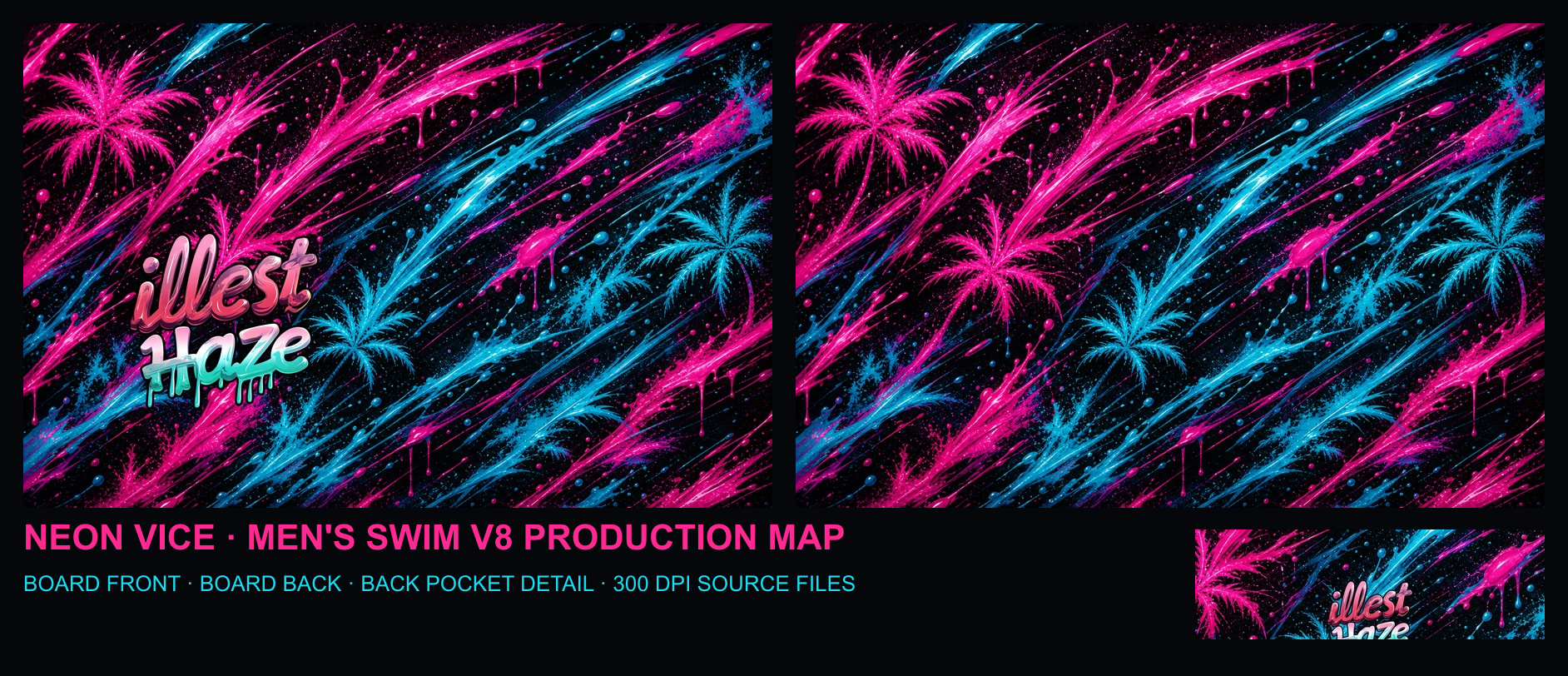Illest Haze Neon Vice Recycled Swim Trunks — V8 product photo 3
